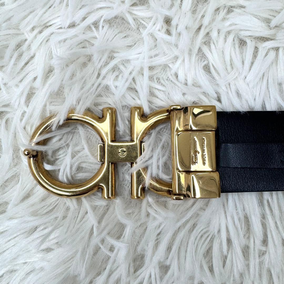 希少 フェラガモ ダブルガンチーニ ベルト ロープ ゴールド ブラック