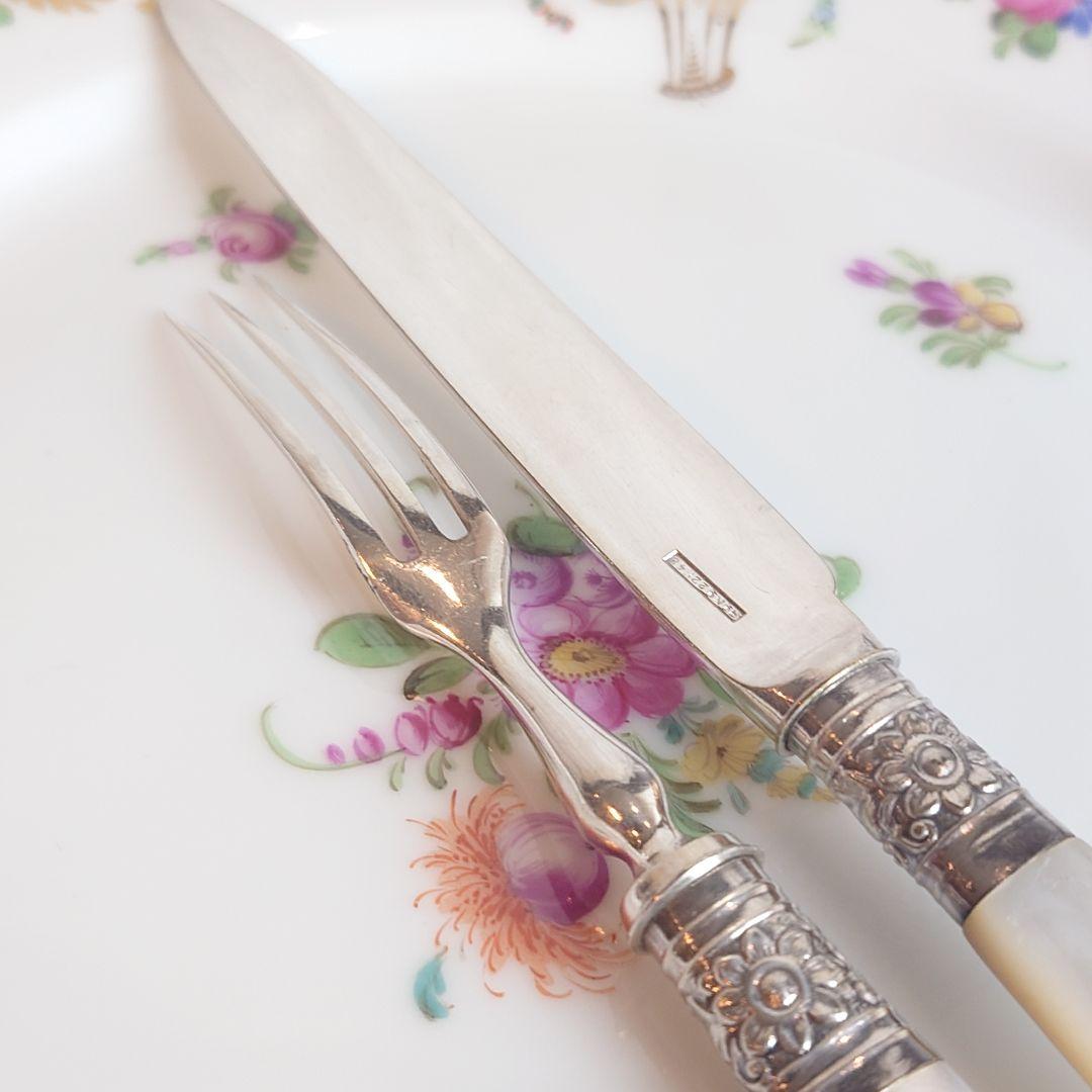 白蝶貝　アンティークカトラリー　ナイフ　フォーク　マザーオブパール