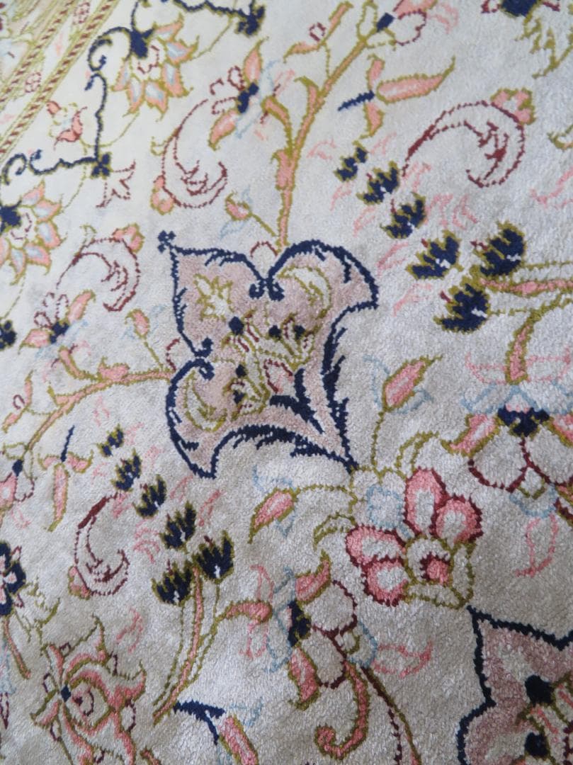 ■P042■美品■ペルシャ絨毯■イラン■クム産■高級■カーペット■ラグ