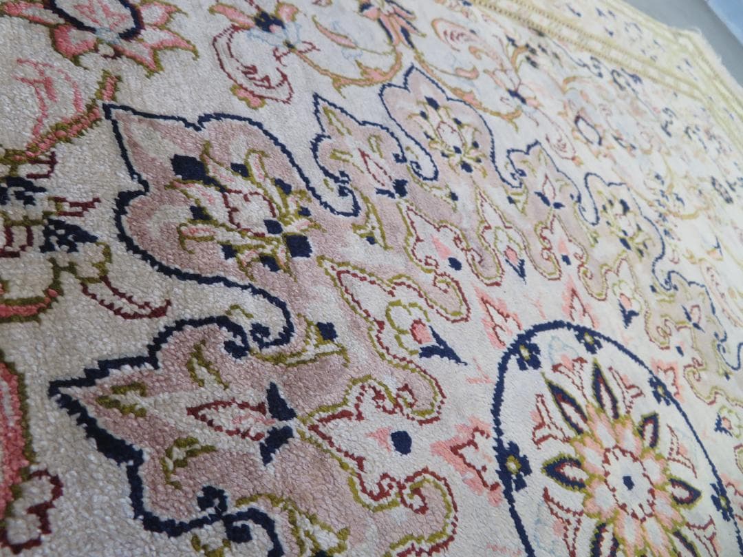 ■P042■美品■ペルシャ絨毯■イラン■クム産■高級■カーペット■ラグ