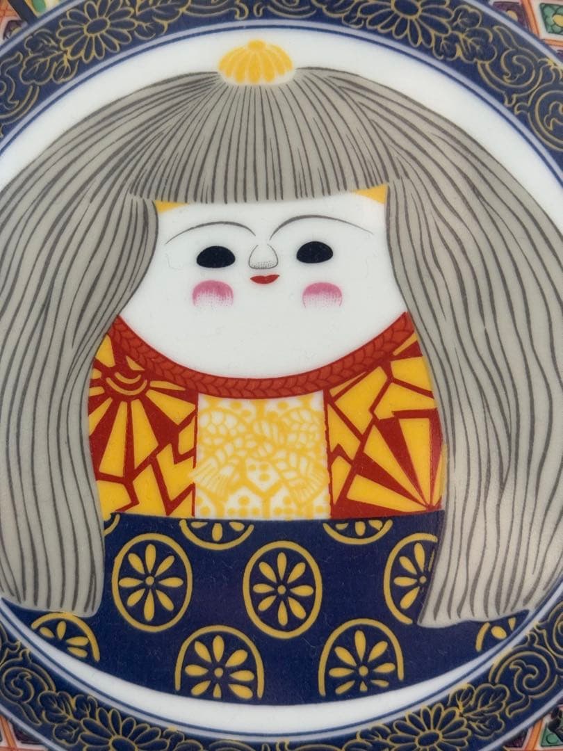 大皿　鞠　少女　陶器