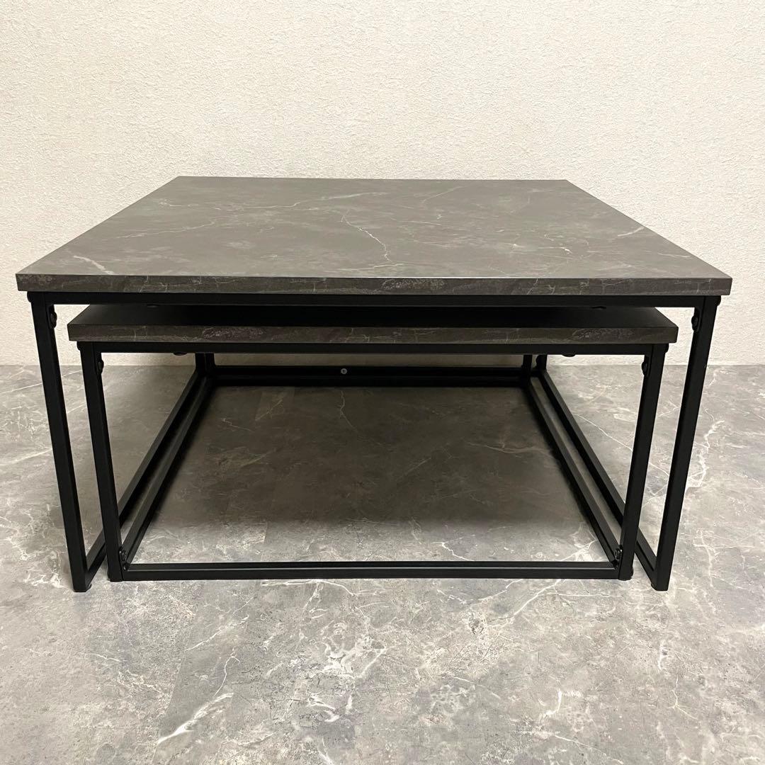 【美品】LOWYA ロウヤ 大理石柄 ネストテーブル　ローテーブル