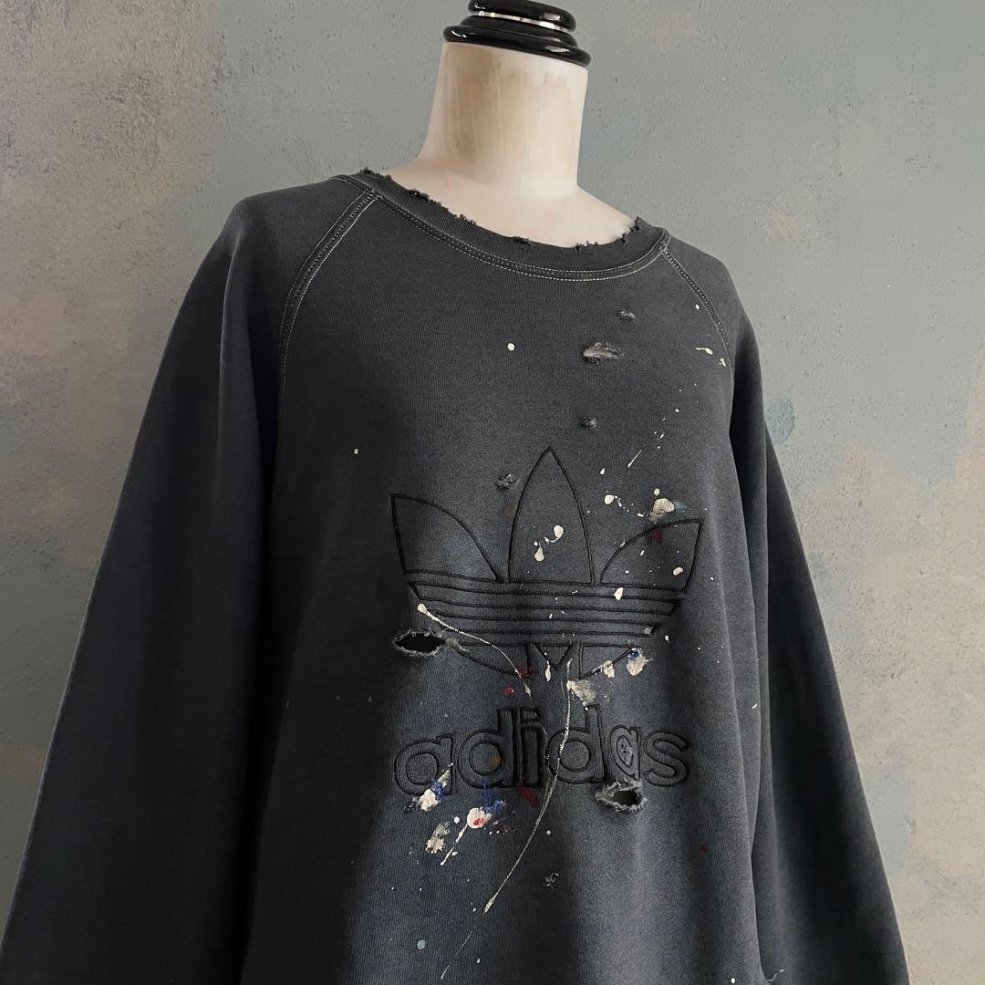 80s old“adidas”後染“ペンキ“grange boro sweat