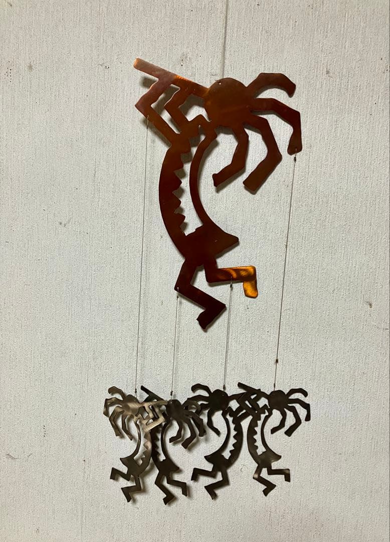 大きなココペリ　スチール　ウインドチャーム