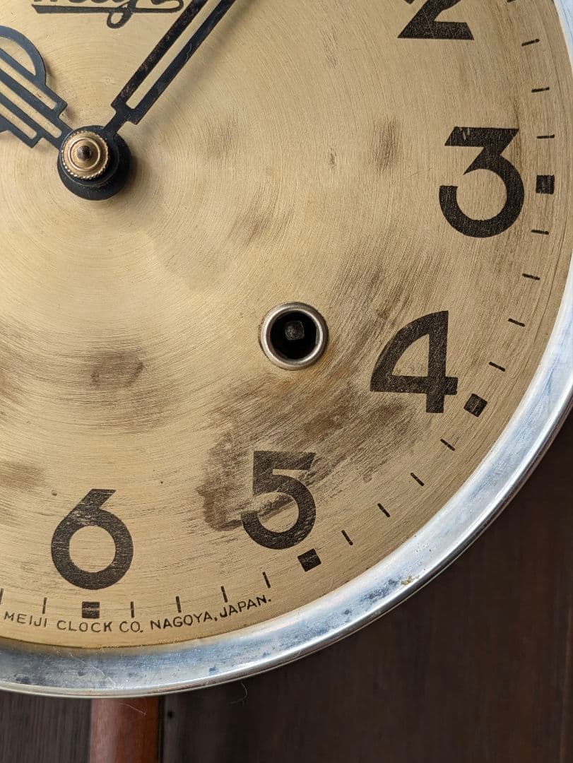木製　アンティーク　昭和レトロ　柱時計　振り子時計　ゼンマイ式　壁掛け時計