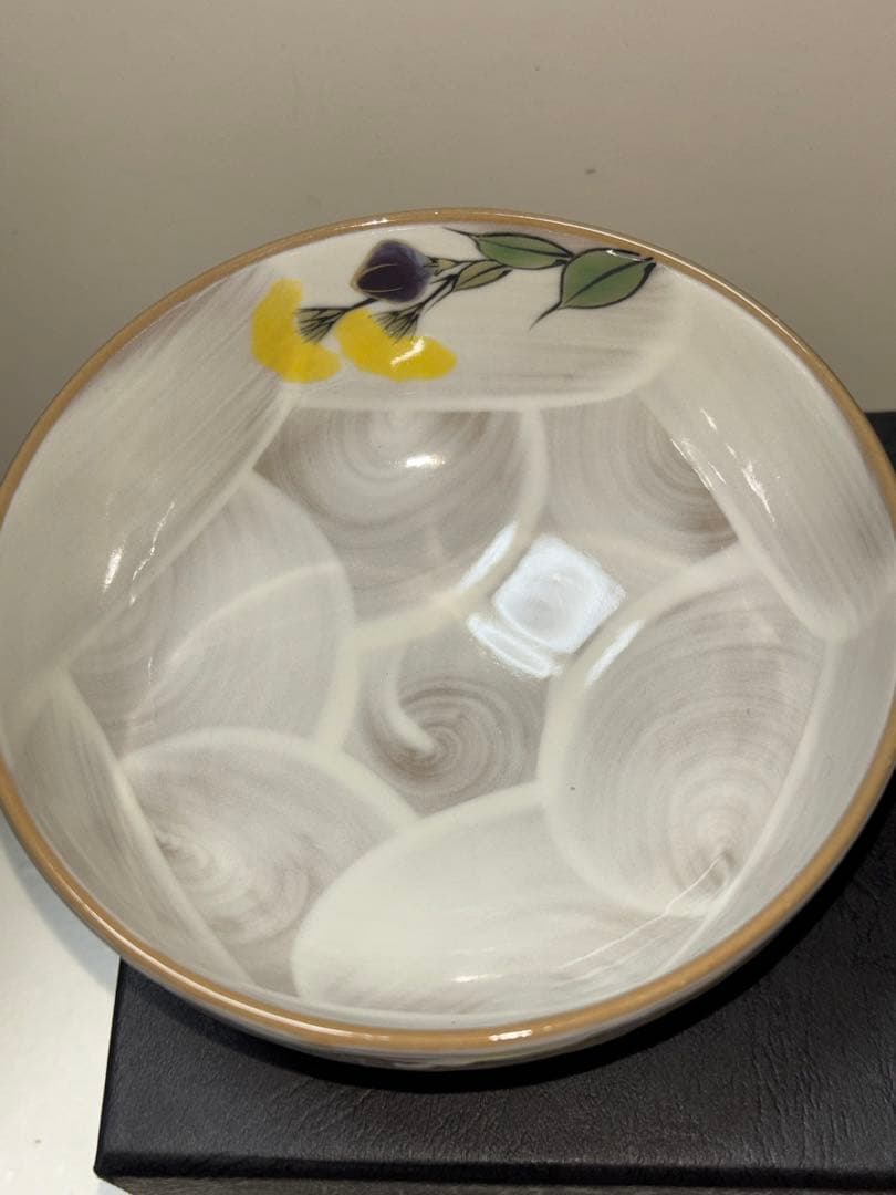 京焼　清水焼　陶あん　色絵付け　飯茶碗大 (秋草)