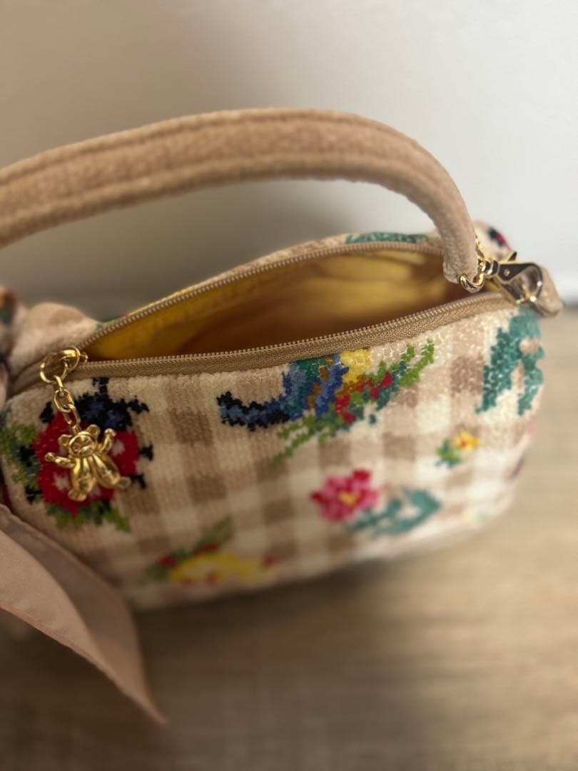 フェイラー ハイジチェック クッキーベージュ ハンカチ 手付きポーチ スカーフ