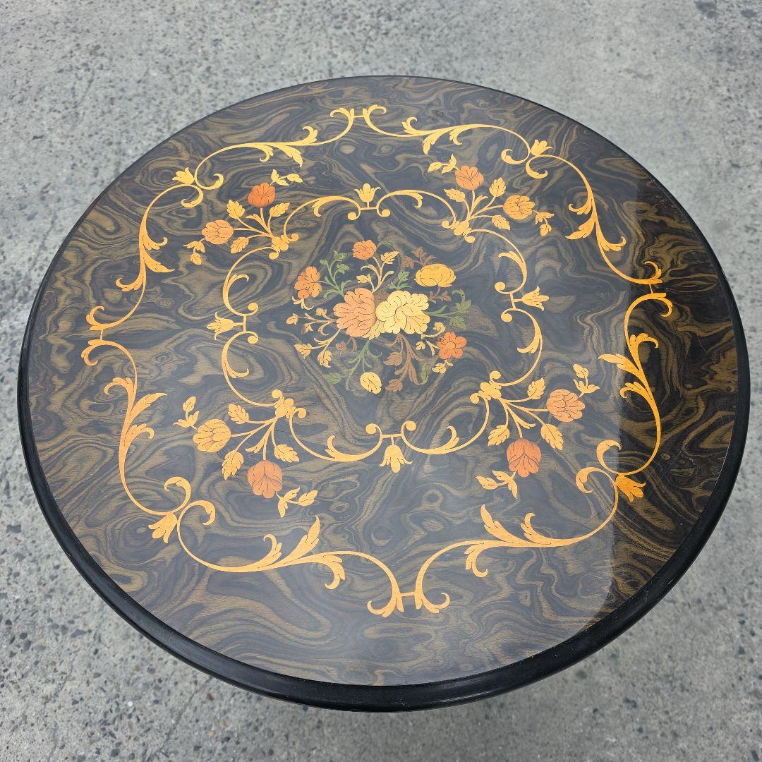 イタリア製 サイドテーブル クラシック 花柄