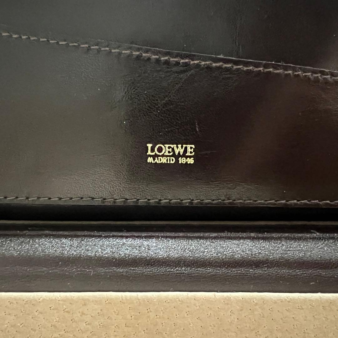 ロエベ アタッシュケース ビジネスバッグ アナグラム レザー ブラウン