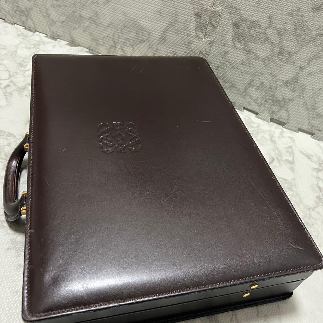 ロエベ アタッシュケース ビジネスバッグ アナグラム レザー ブラウン