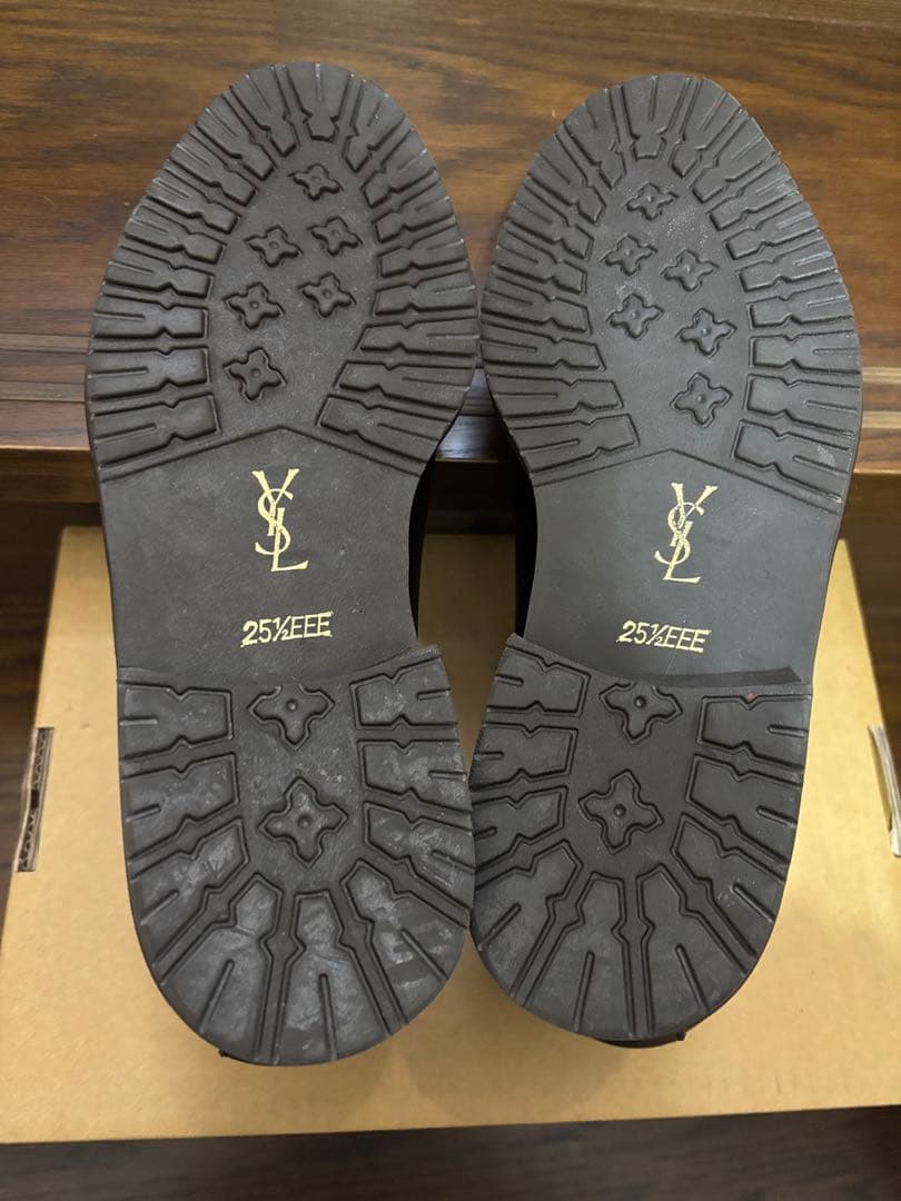 M*D様 YS Lイブサンローラン黒レザー 25.5cmダブルモンクドレスブーツ