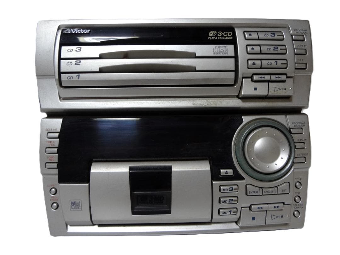 ⑥Victor3CDコンポCDMDプレーヤー機能付き通電作動不確認ジャンク品扱い