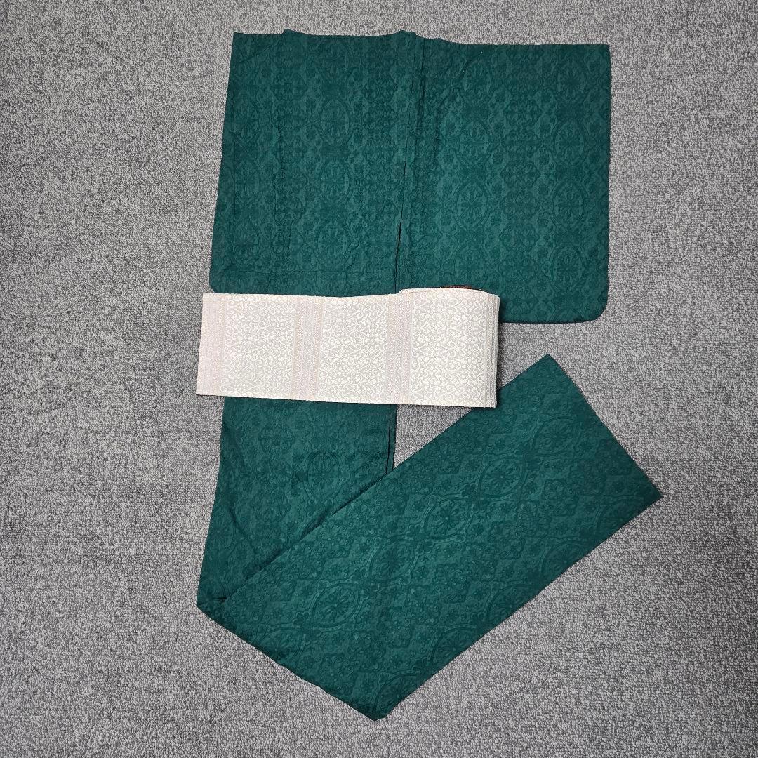 ペルシャ紋半幅帯 白×茶