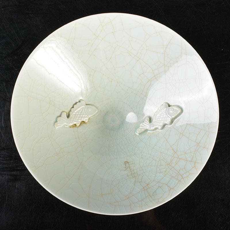 中国　影青　貼魚氷裂文鉢　茶碗　C　R6494