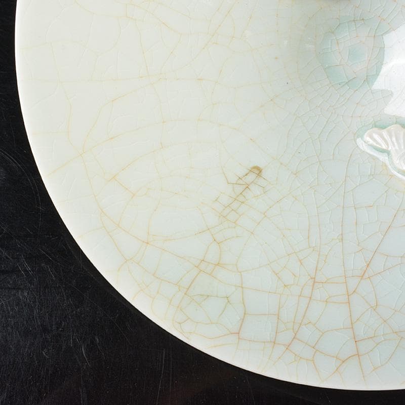 中国　影青　貼魚氷裂文鉢　茶碗　C　R6494