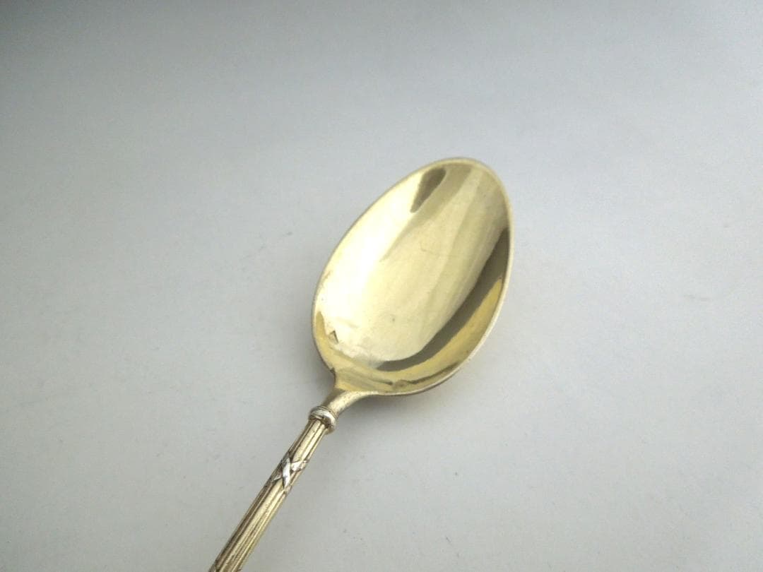 フランス　シルバースプーン　純銀　ヴェルメイユ