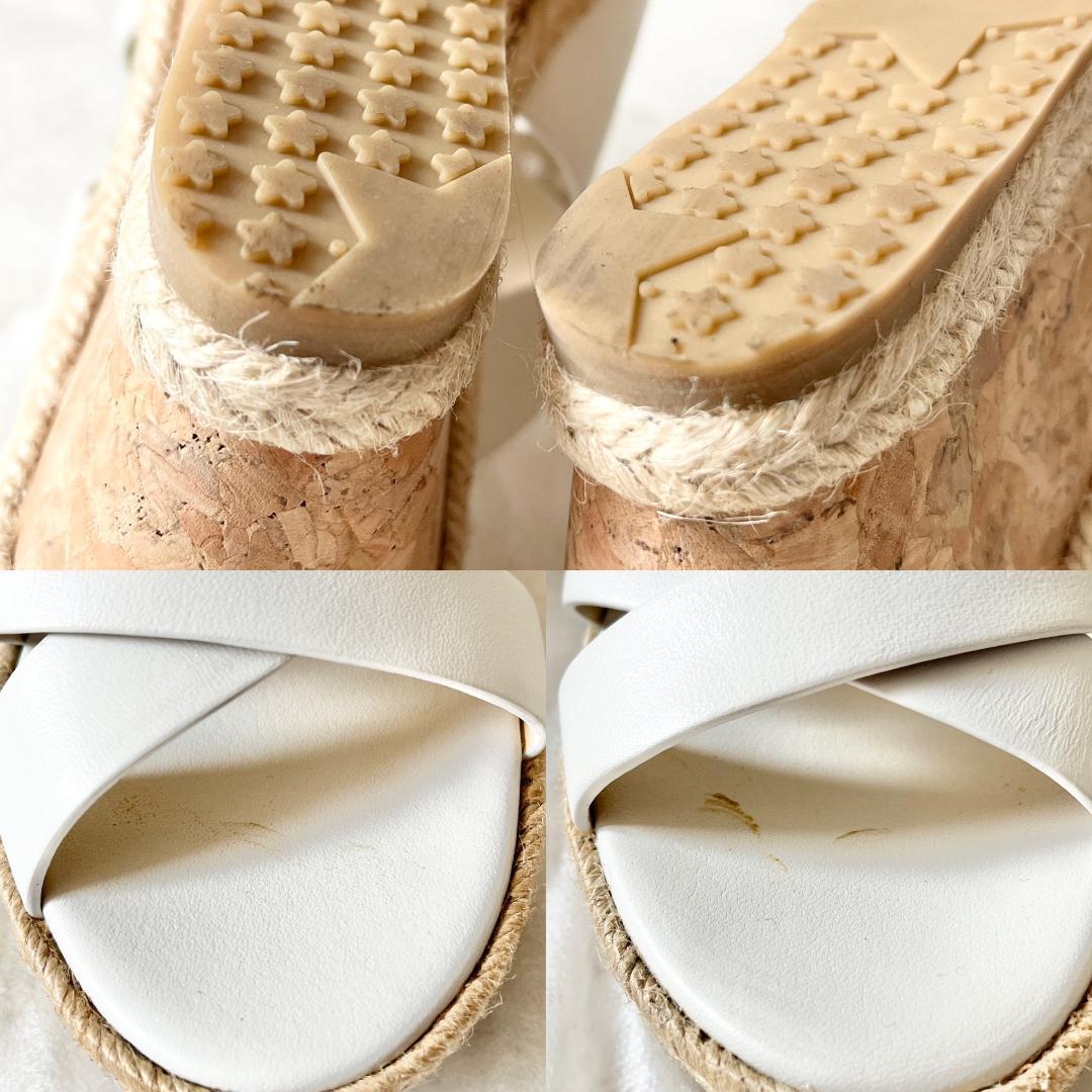 極美品★ジミーチュウ ホワイト クロスストラップ ウエッジソール サンダル 36