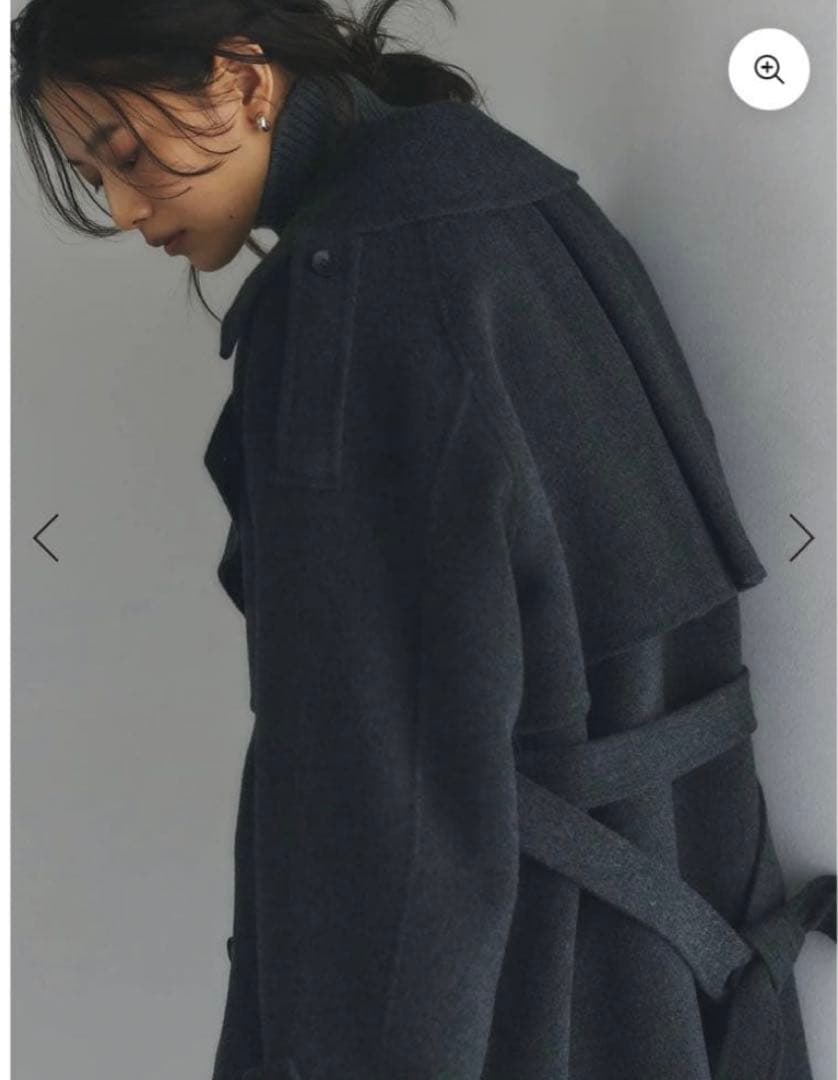 anuans リバーウールミドルトレンチコート チャコールグレー