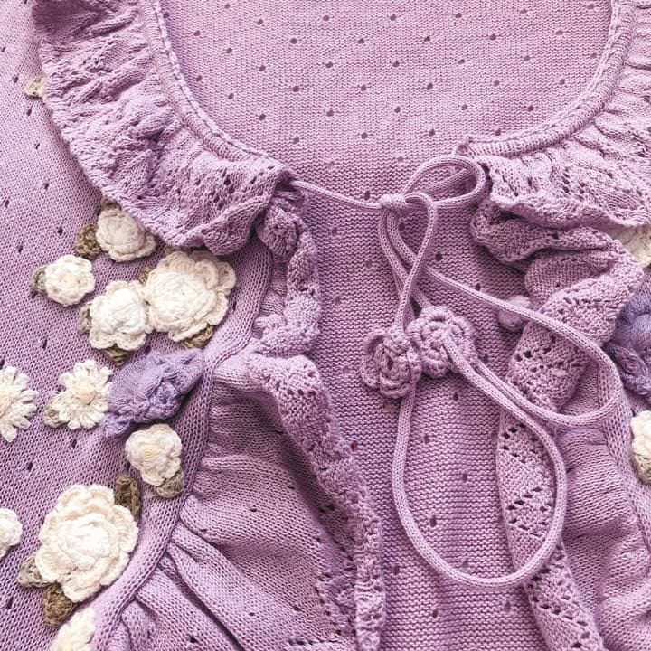 【新品タグ付き】ピンクハウス バラのモチーフ付きカーディガン スカートの2点