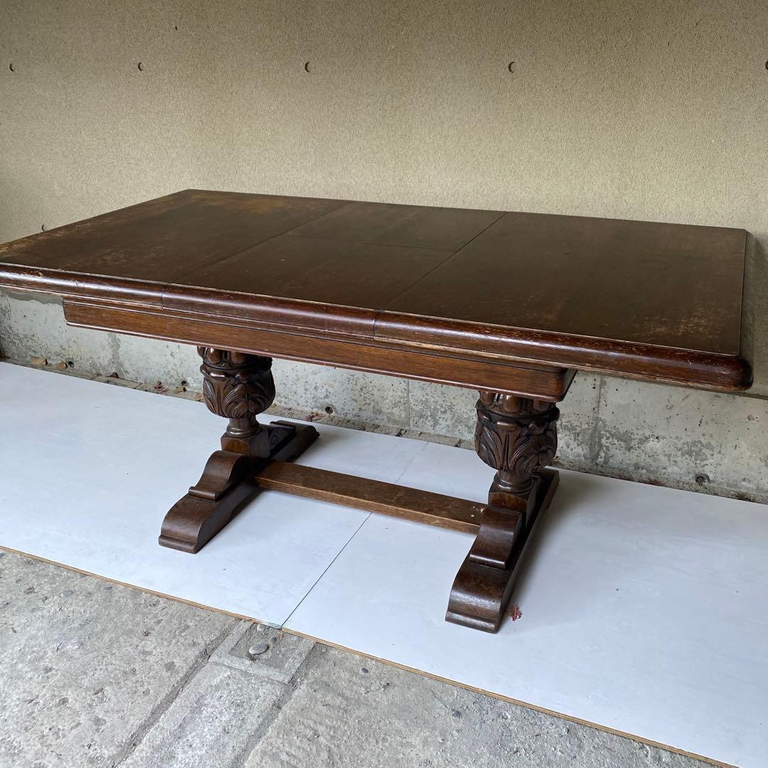 イギリス アンティーク エクステンション ダイニングテーブル 伸長式