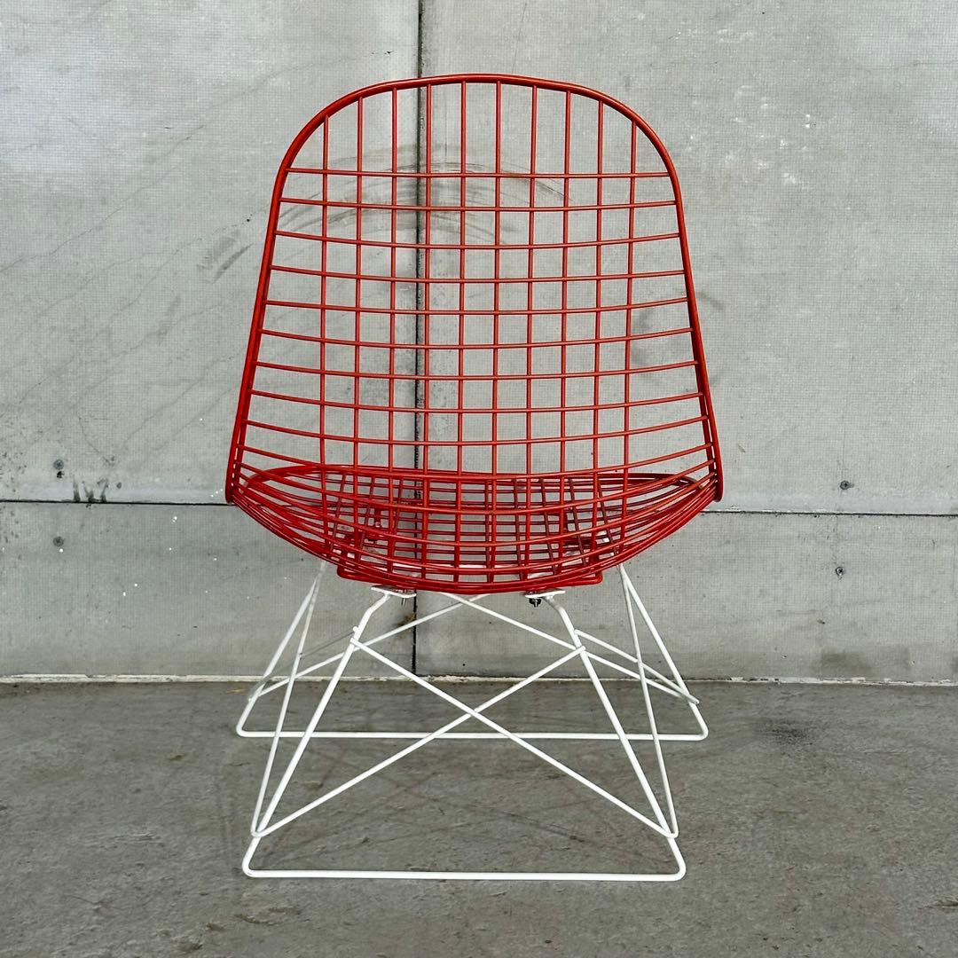 ✦ワイヤーチェア✦イームズデザイン ミッドセンチュリー レッド スチール チェア