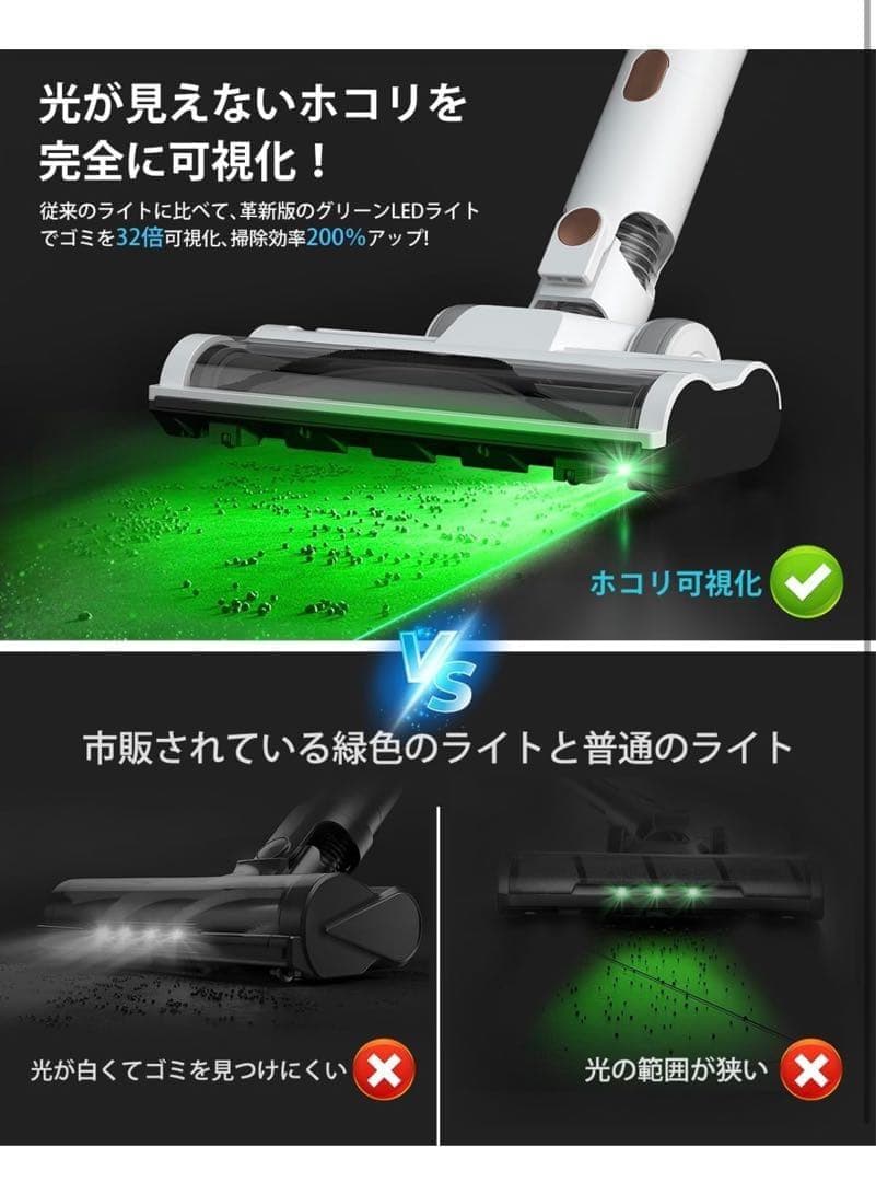 掃除機 コードレス a 【2026革新版登場!驚きの軽さ!業界初のグリーンLE