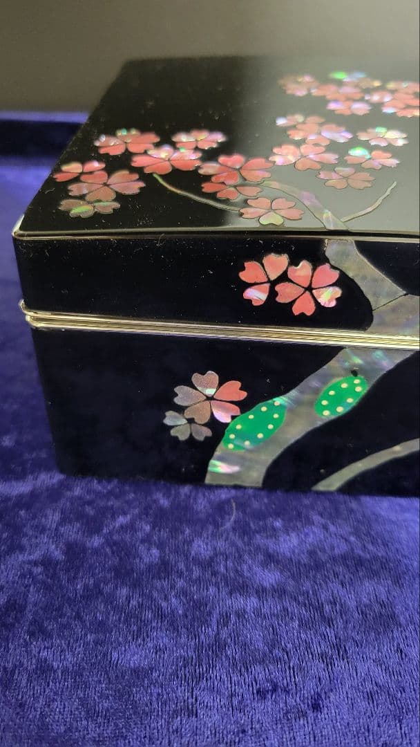 高岡漆器 螺鈿 桜模様 宝箱 青貝塗 アクセサリー