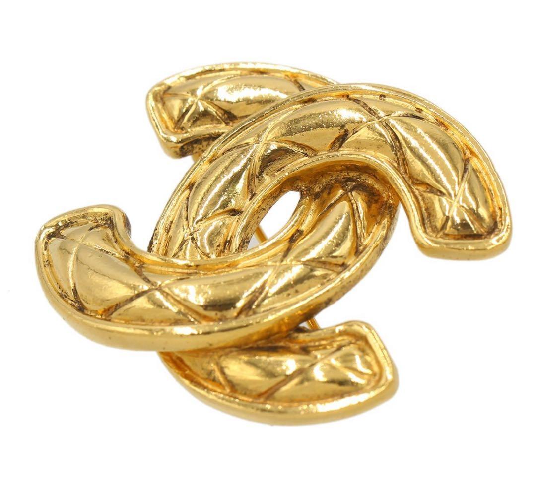 K2212 美品 シャネル ココマーク マトラッセ柄 ブローチ