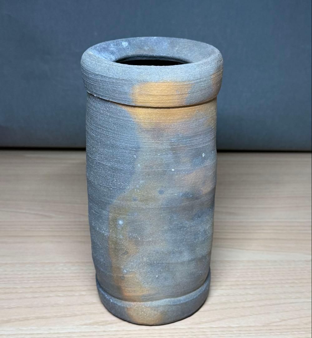 丹波焼 石田陶春 筒型 花入 花器 華道 茶道 共箱 #1021004