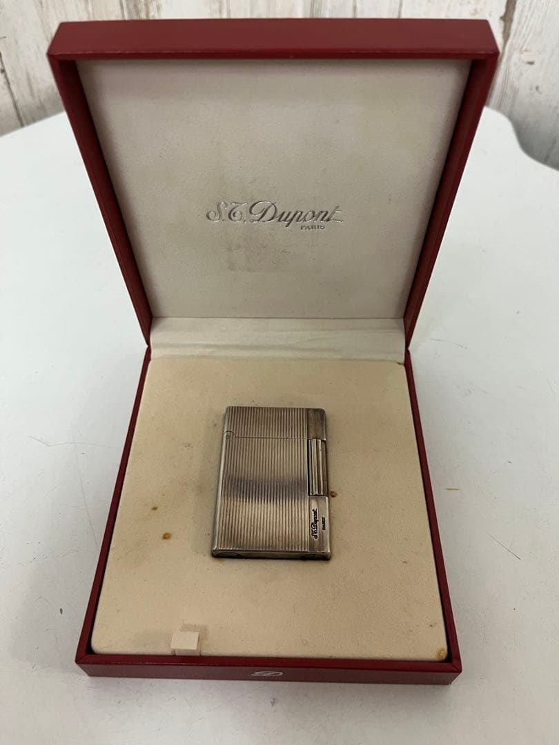 開閉音あり 高音 デュポン ガスライター シルバー ストライプ ライン2s