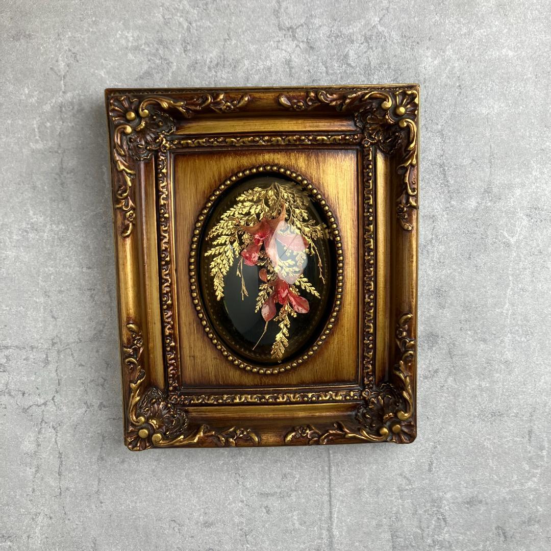 アンティーク　胡蝶蘭　花　金24KGP　リーフインフレーム インテリア ゴールド