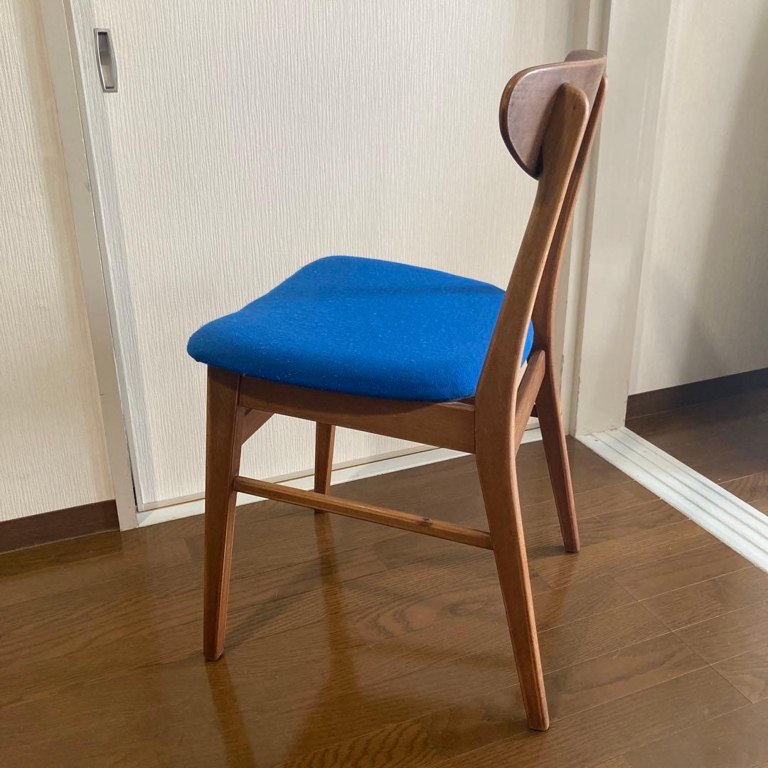 ヴィンテージ　青い木製　デスクチェア
