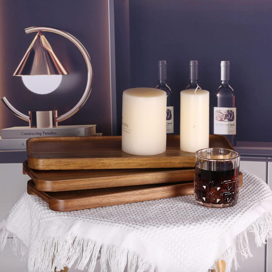 木製プレート サービングトレイ長方形木製サービングトレイ 3枚セット 野菜 果物