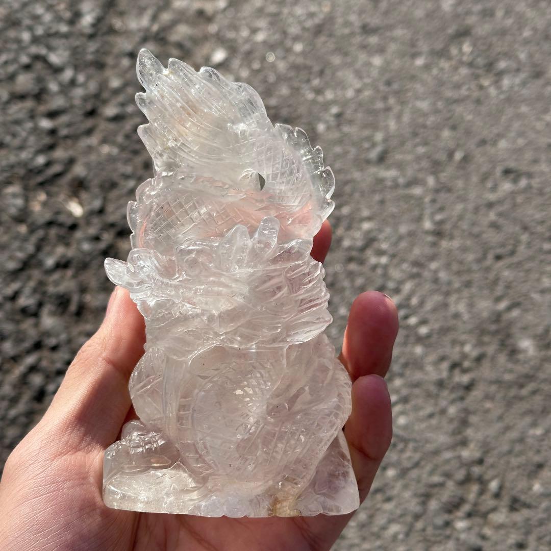 天然石 水晶の龍　置物　ご購入前に在庫確認必要G.159