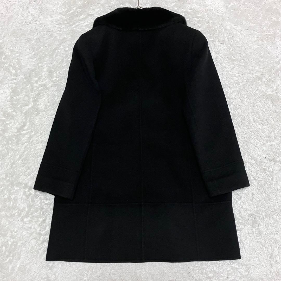 美品 レリアン カシミヤ 100% コート リアルファー ヌートリア ブラック