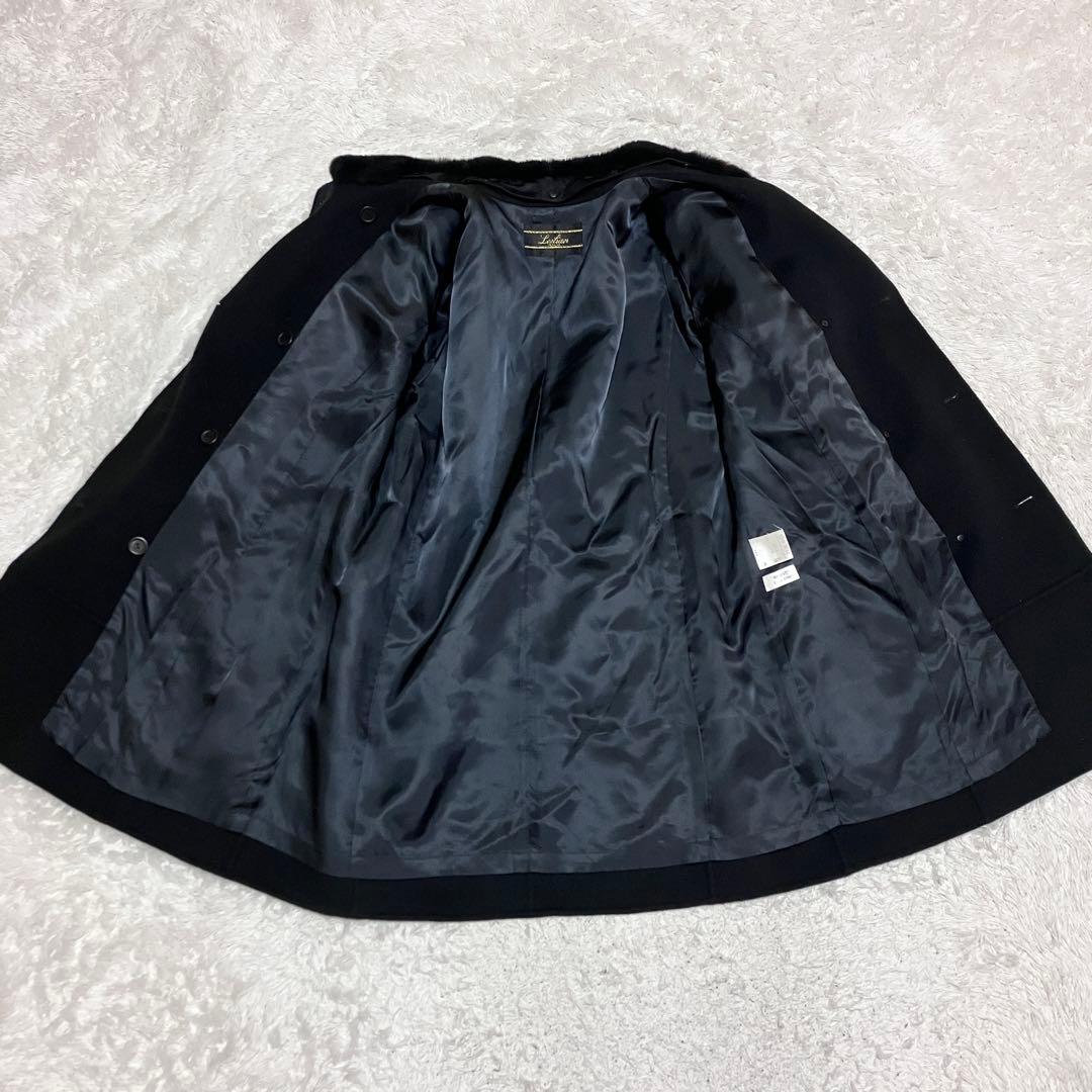 美品 レリアン カシミヤ 100% コート リアルファー ヌートリア ブラック