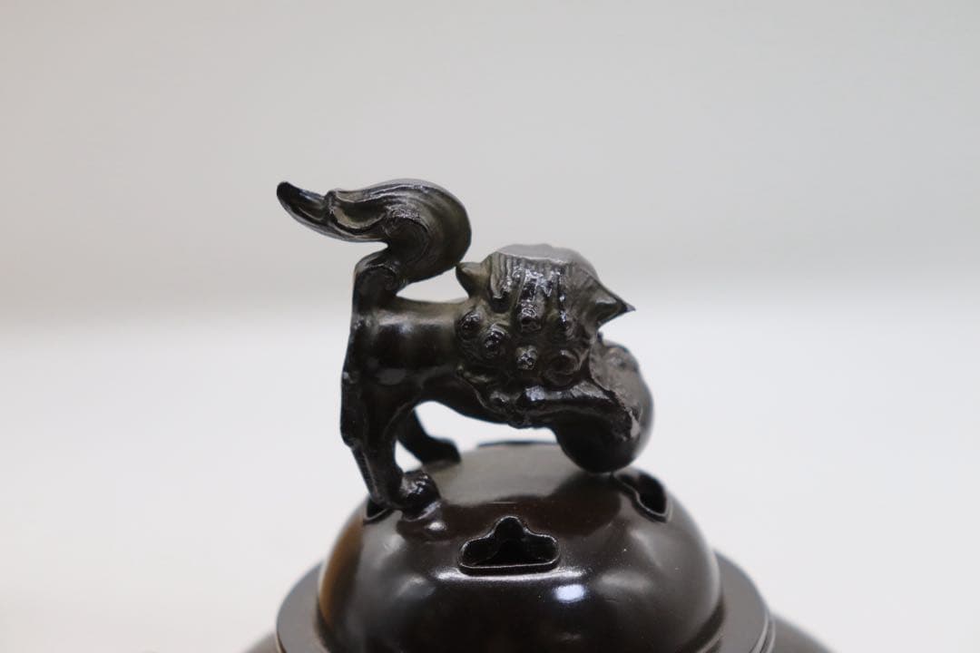 銅製　獅子摘み香炉　共箱　茶道具　送料込み250926