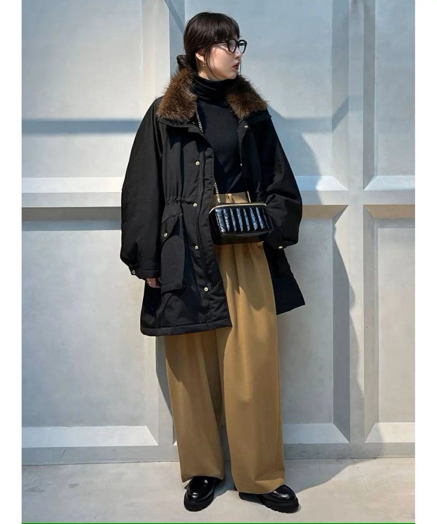 Curensology フェイクファーエリツキスウェーディッシュモッズコート36