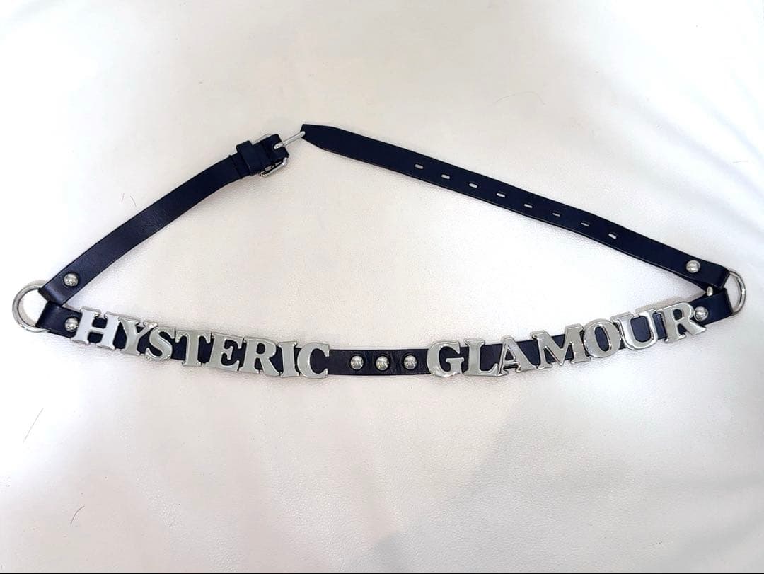 美品【HYSTERIC GLAMOUR】スタッズ＆ロゴ 細レザーベルト