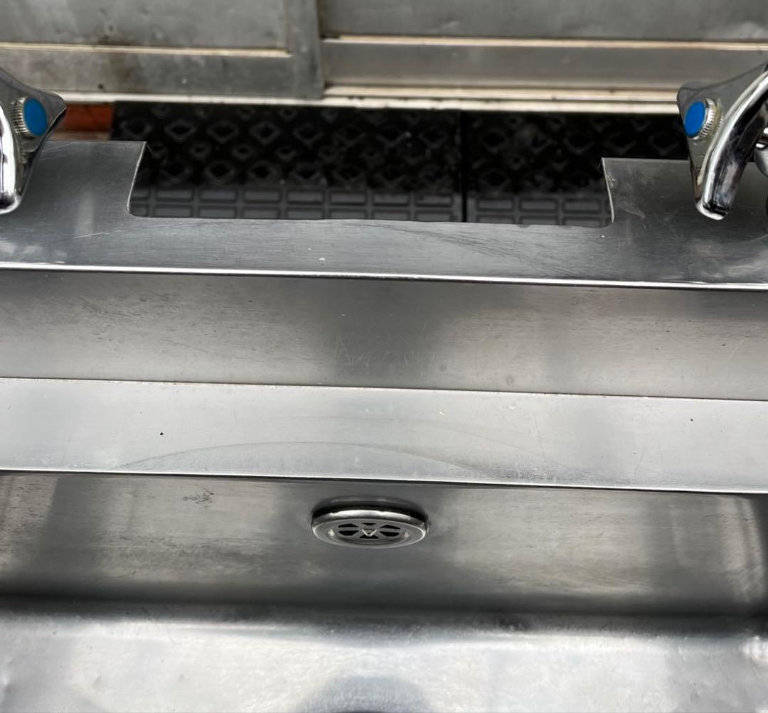 業務用 1槽シンク 二口蛇口付き 幅600×奥600×高さ800+BG90 一槽