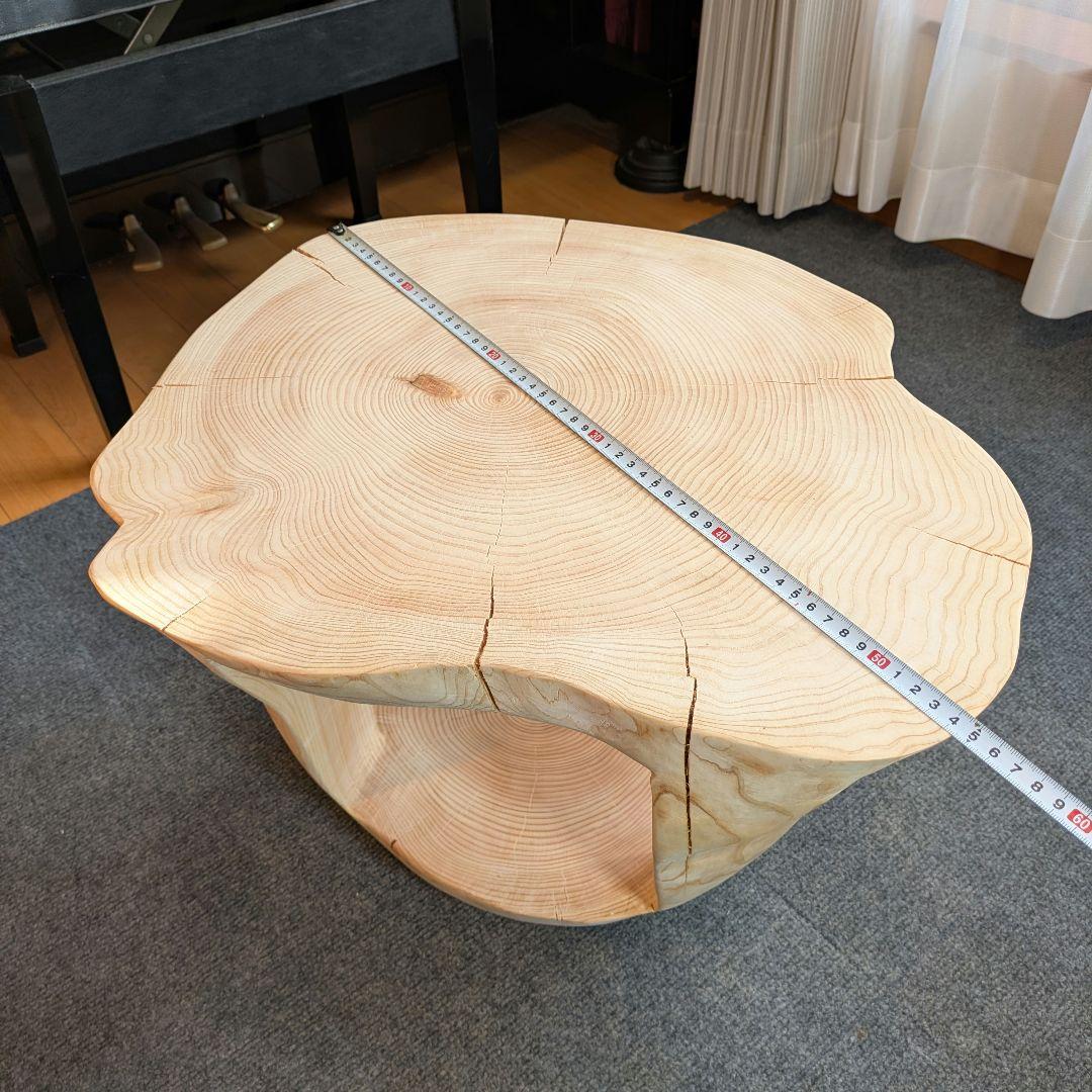 檜　大型　切り株　丸太　刳り抜き　椅子 スツール　高さ約38.5㎝