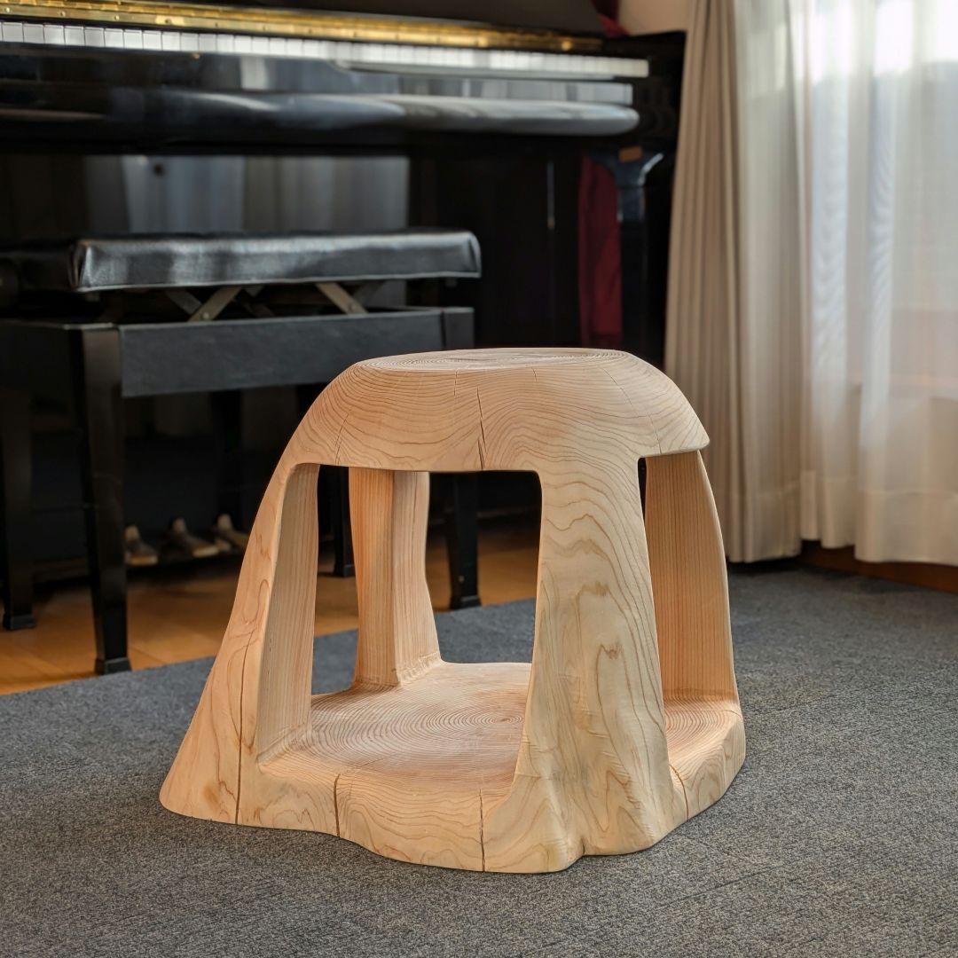 檜　大型　切り株　丸太　刳り抜き　椅子 スツール　高さ約38.5㎝