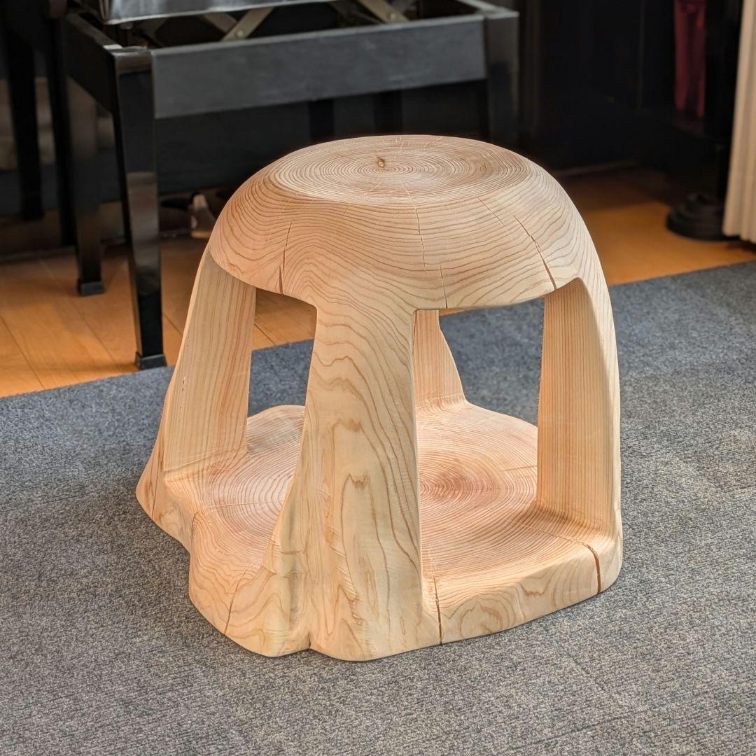 檜　大型　切り株　丸太　刳り抜き　椅子 スツール　高さ約38.5㎝