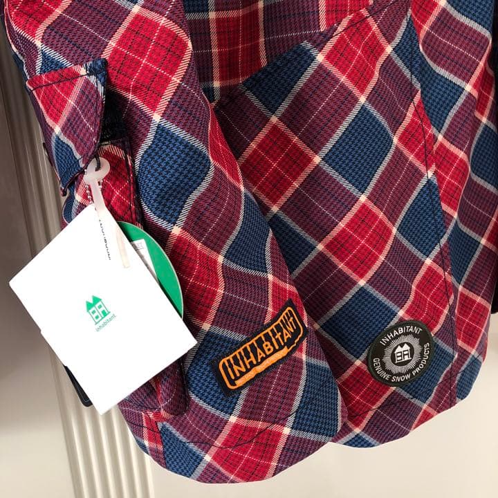 未使用　インハビタント　プロモデル　スノーボードウェア　チェック　ジャケット　赤