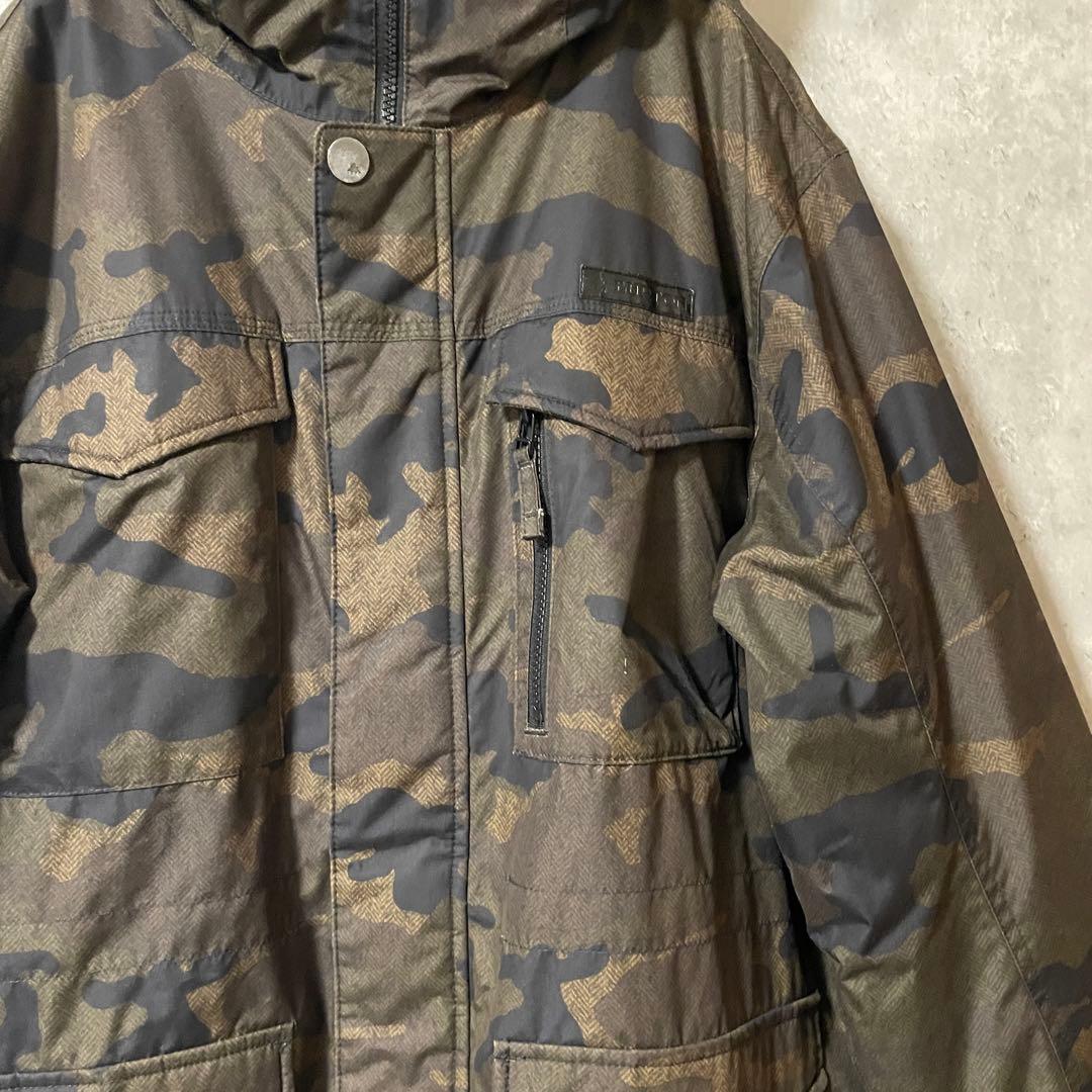 Burtonバートンスキーウェアスノーボードジャケットパーカーフード付き迷彩茶色