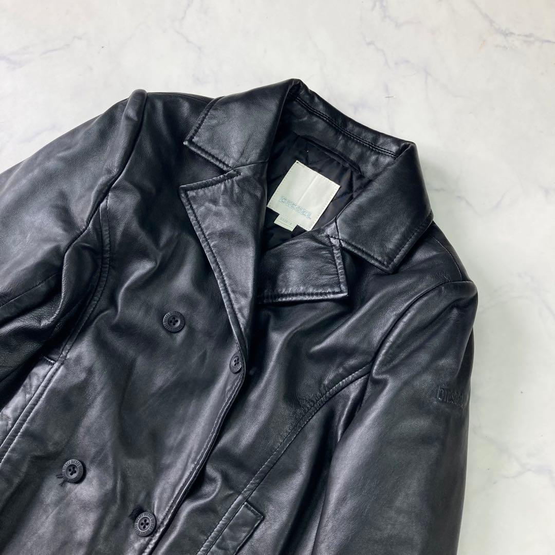 希少 ディーゼル ライダースジャケット シングル 黒 シープレザー y2k