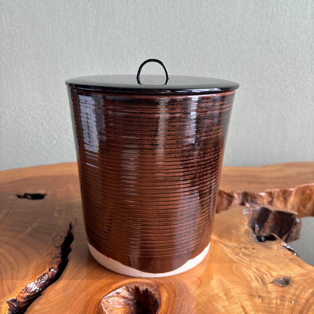 膳所焼 糸目水指 岩崎新定作 陽炎園造 茶道具 共箱