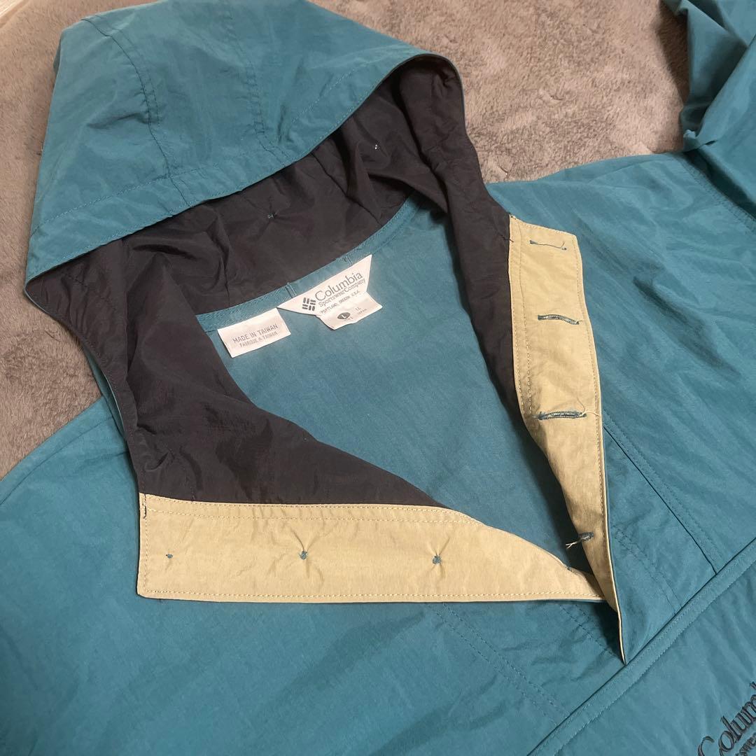 古着 90s Columbia コットンウッド アノラックパーカー ターコイズ