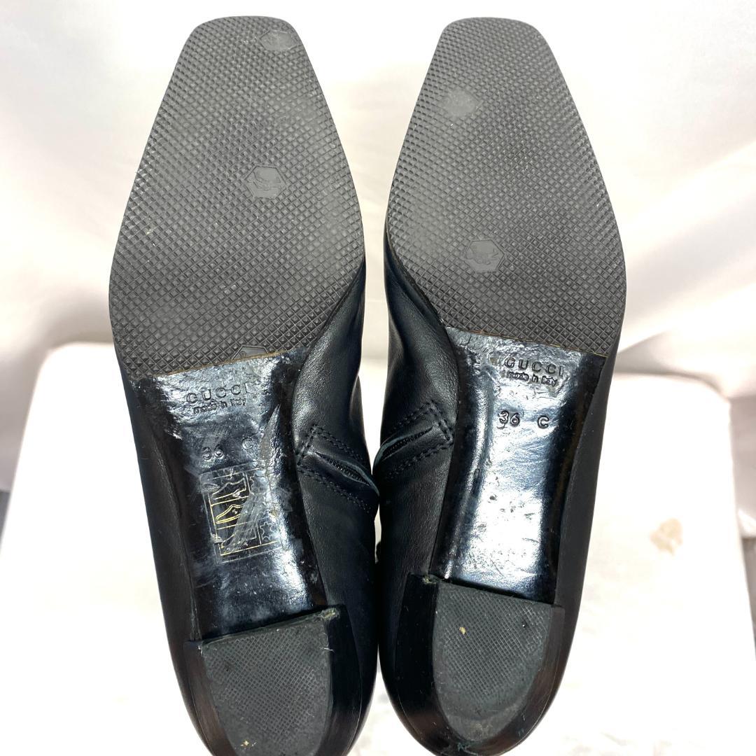 GUCCI グッチ ニーハイブーツ バックル付き ロングブーツ レザー ブラック