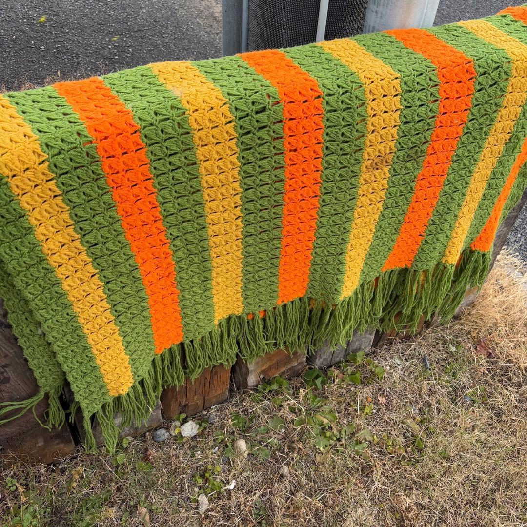 【USA vintage】グラニー ブランケット レトロ　膝掛け　ラグ